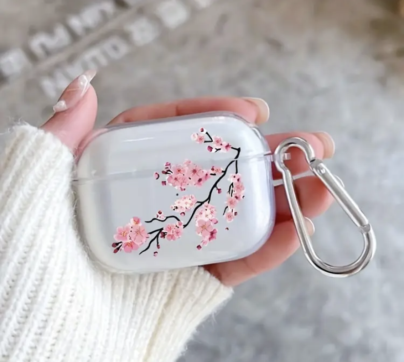 Pink Sakura Airpods Case