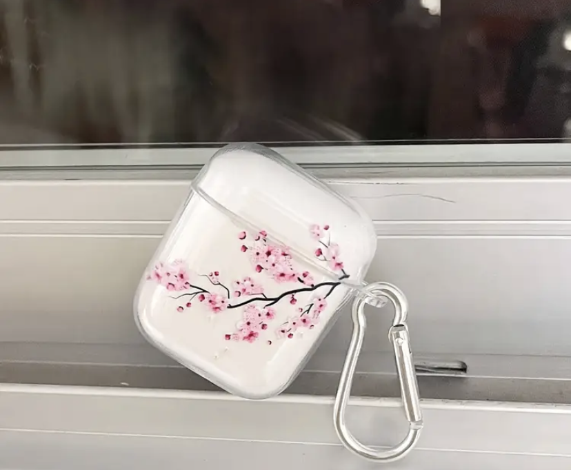 Pink Sakura Airpods Case
