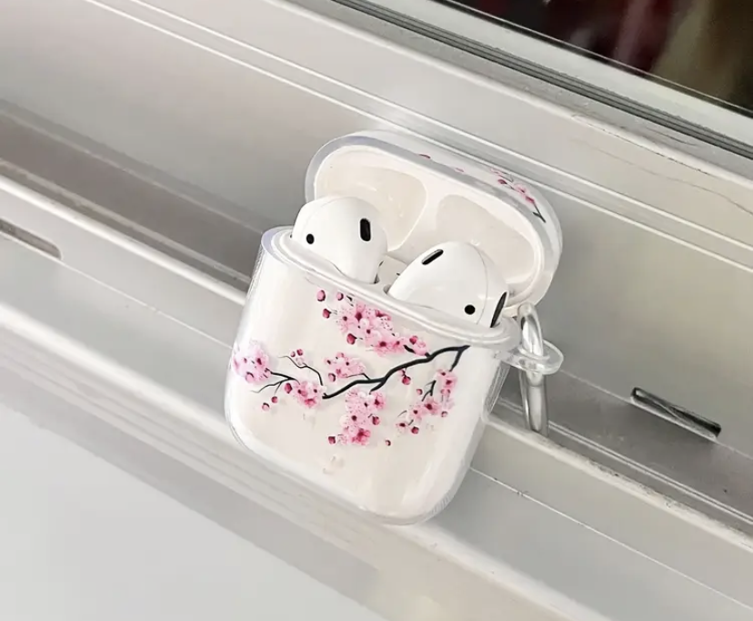 Pink Sakura Airpods Case