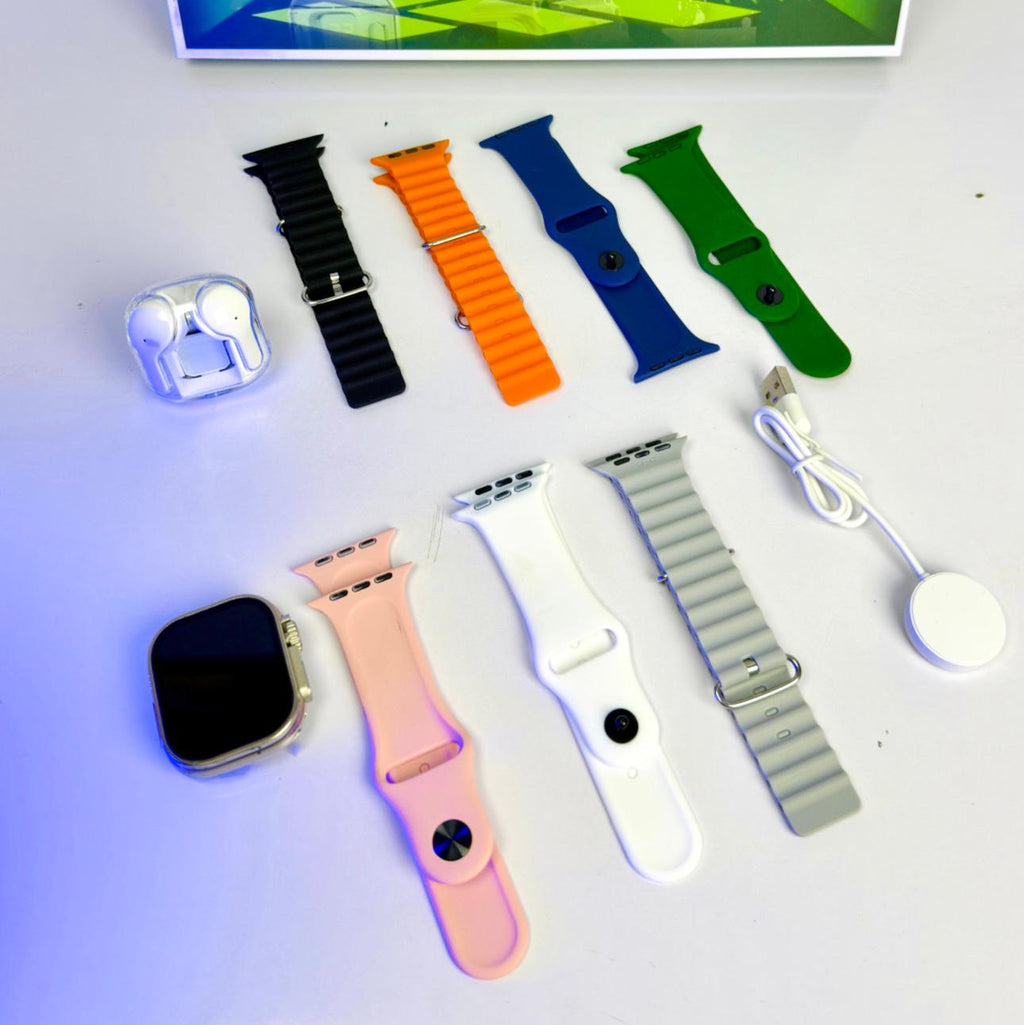 AHJ Diamond Smart Watch 7 in 1 With Airpods