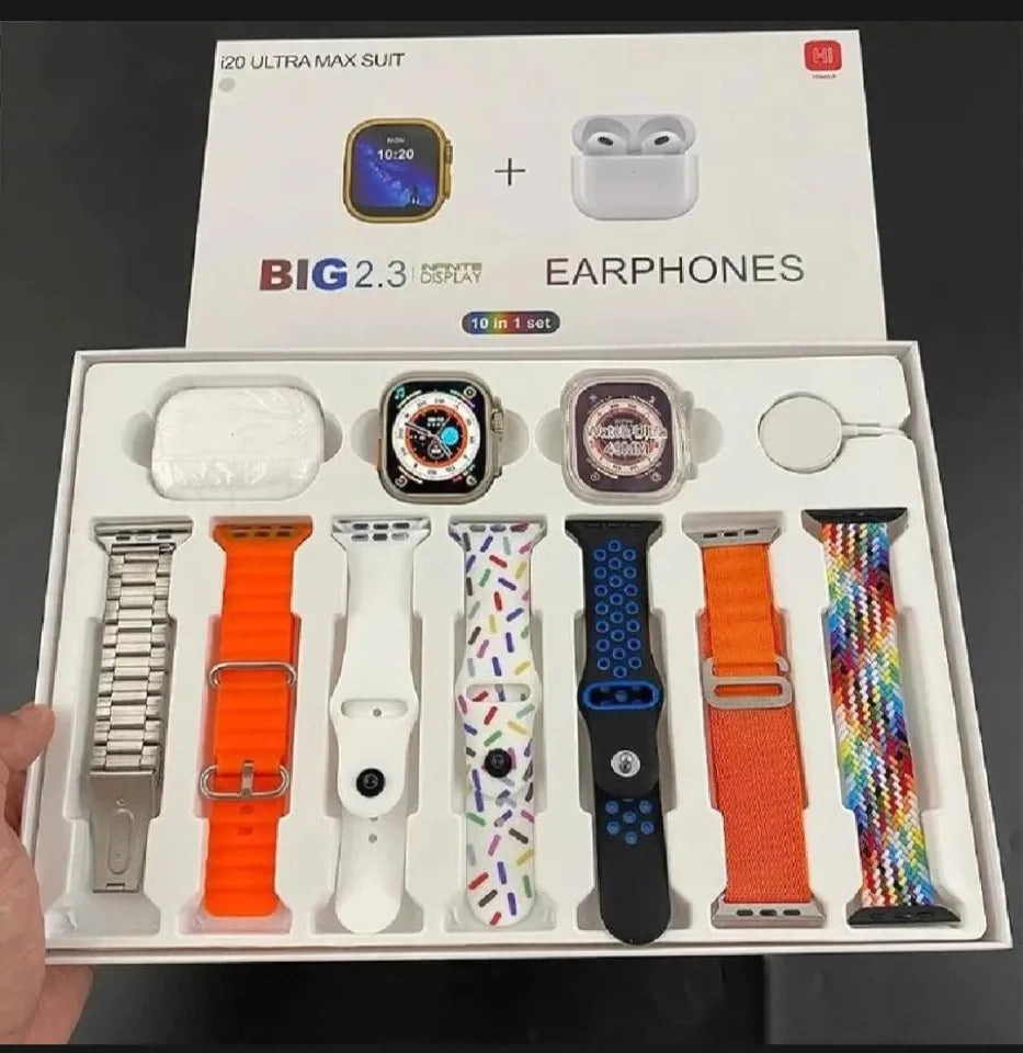 AHJ Diamond Smart Watch 7 in 1 With Airpods