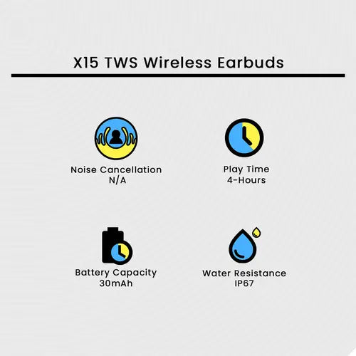 X15 TWS Wireless Gaming Earbuds With LED Lights
